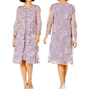 Alex Evenings Embroidered Lace Mock Jacket
Cocktail Dress.  Lavender. Size 10.